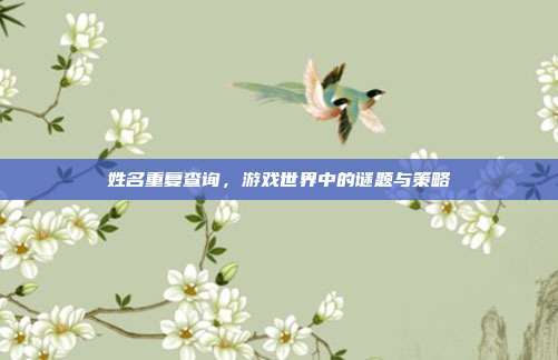 姓名重复查询,游戏世界中的谜题与策略