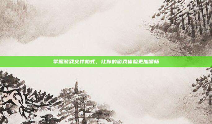 掌握游戏文件格式，让你的游戏体验更加顺畅