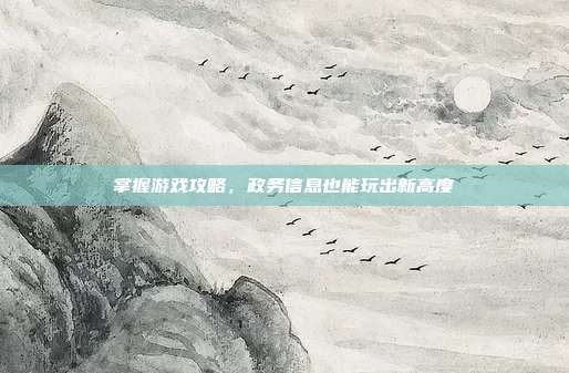 掌握游戏攻略，政务信息也能玩出新高度