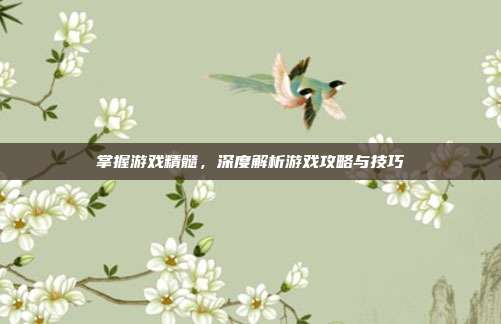 掌握游戏精髓,深度解析游戏攻略与技巧