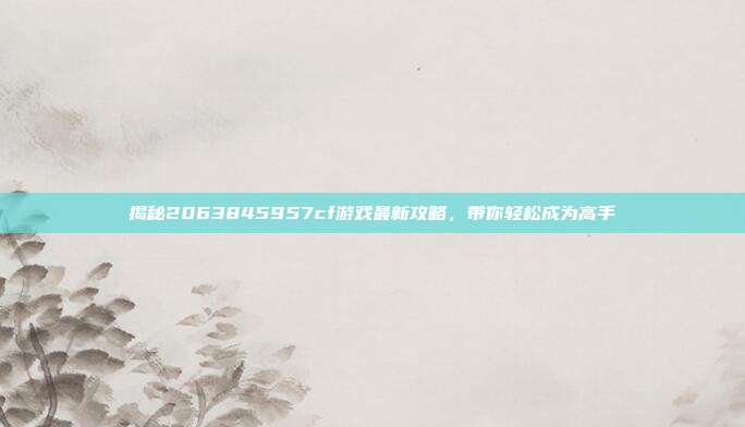 揭秘2063845957cf游戏最新攻略，带你轻松成为高手