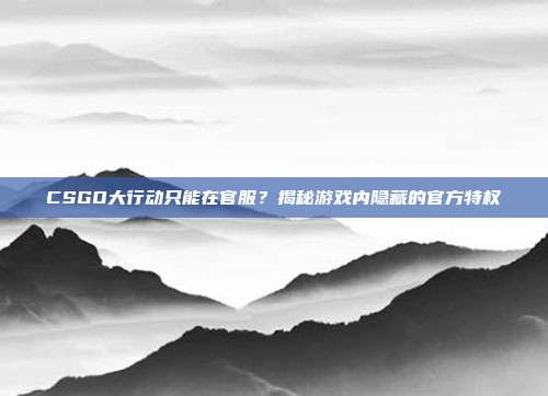 CSGO大行动只能在官服？揭秘游戏内隐藏的官方特权