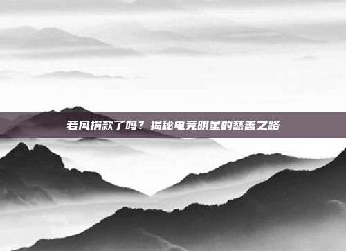若风捐款了吗？揭秘电竞明星的慈善之路