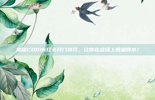 揭秘COD16红卡开门技巧,让你在战场上如鱼得水!