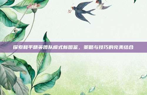 探索和平精英团队模式新图鉴，策略与技巧的完美结合