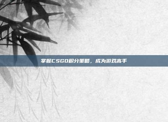 掌握CSGO积分策略，成为游戏高手