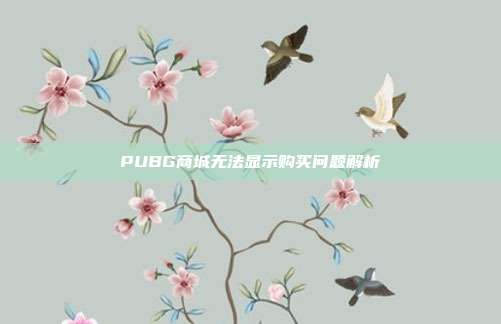 PUBG商城无法显示购买问题解析
