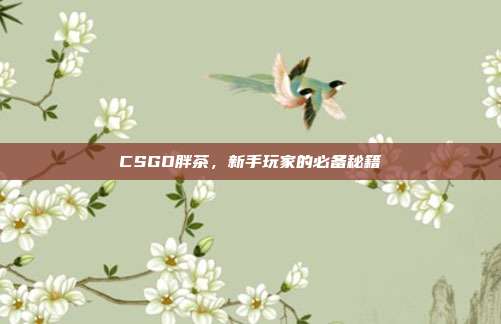 CSGO胖茶，新手玩家的必备秘籍