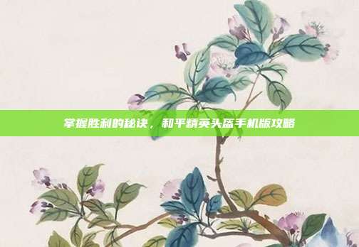 掌握胜利的秘诀，和平精英头盔手机版攻略