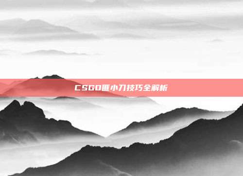 CSGO匪小刀技巧全解析