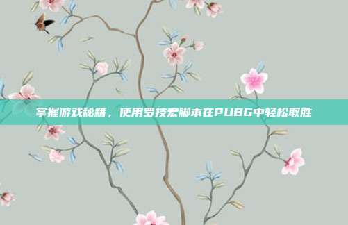 掌握游戏秘籍，使用罗技宏脚本在PUBG中轻松取胜