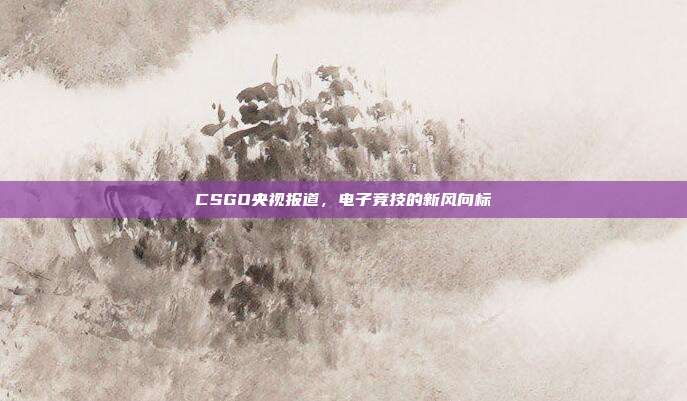 CSGO央视报道,电子竞技的新风向标
