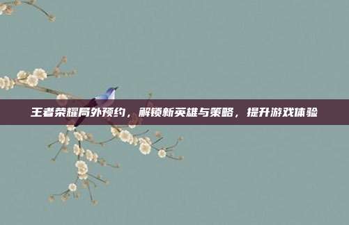 王者荣耀局外预约，解锁新英雄与策略，提升游戏体验