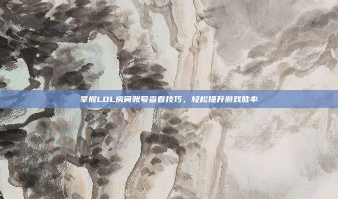 掌握LOL房间账号查看技巧，轻松提升游戏胜率