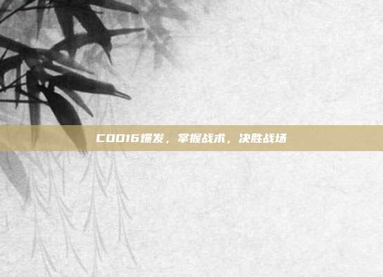 COD16爆发，掌握战术，决胜战场