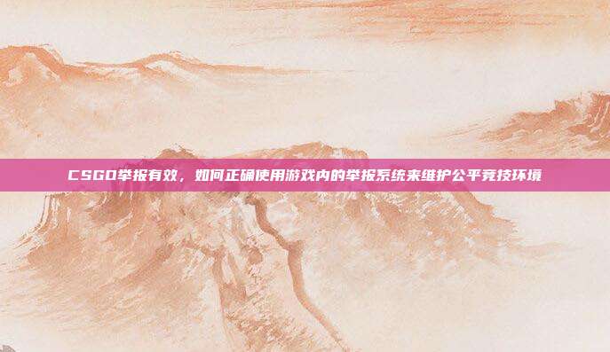 CSGO举报有效，如何正确使用游戏内的举报系统来维护公平竞技环境