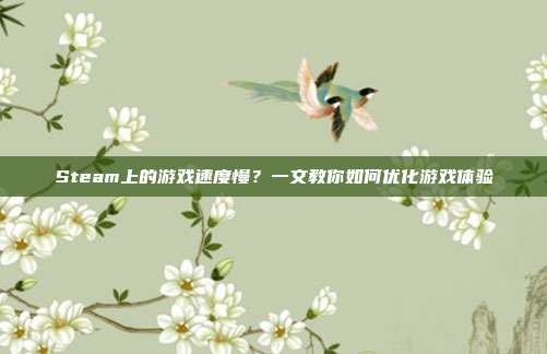 Steam上的游戏速度慢?一文教你如何优化游戏体验