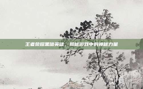 王者荣耀黑暗英雄,揭秘游戏中的神秘力量