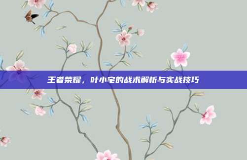 王者荣耀，叶小宅的战术解析与实战技巧