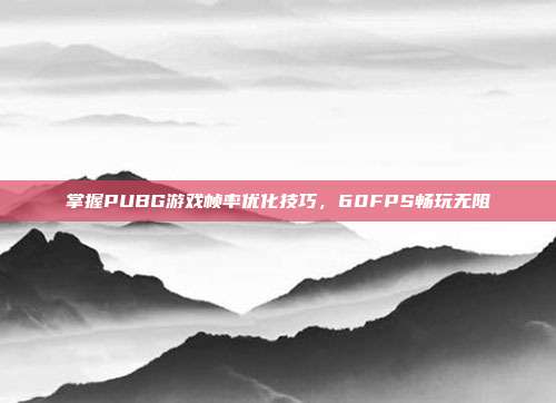 掌握PUBG游戏帧率优化技巧，60FPS畅玩无阻