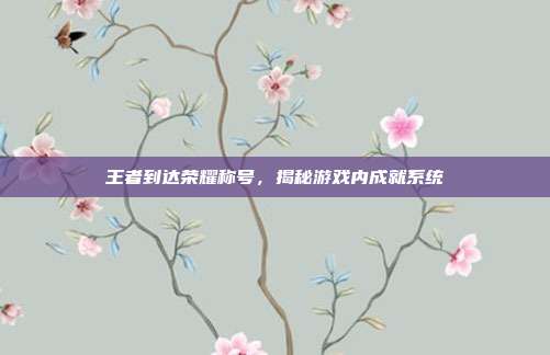王者到达荣耀称号，揭秘游戏内成就系统