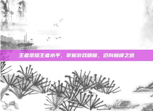 王者荣耀王者水平，掌握游戏精髓，迈向巅峰之路
