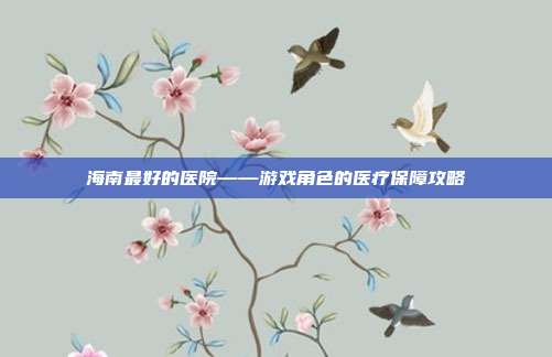 海南最好的医院——游戏角色的医疗保障攻略
