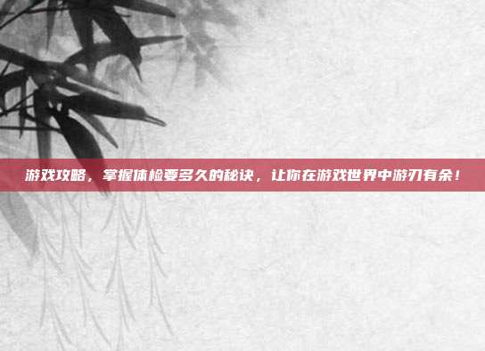 游戏攻略,掌握体检要多久的秘诀,让你在游戏世界中游刃有余!