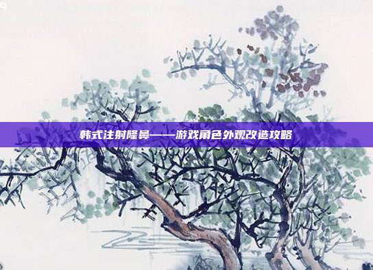 韩式注射隆鼻——游戏角色外观改造攻略