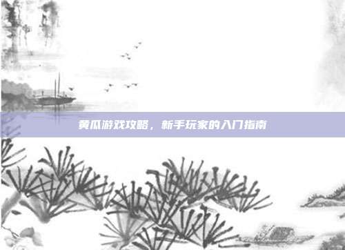 黄瓜游戏攻略,新手玩家的入门指南