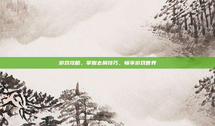 游戏攻略，掌握去屑技巧，畅享游戏世界