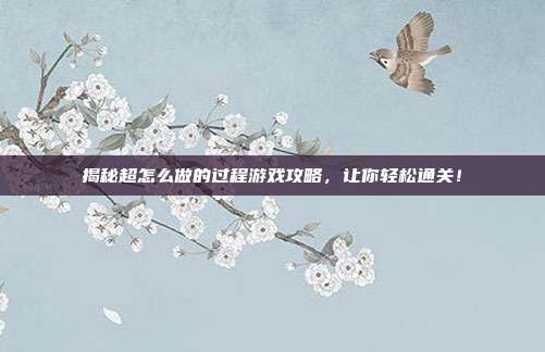 揭秘超怎么做的过程游戏攻略,让你轻松通关!