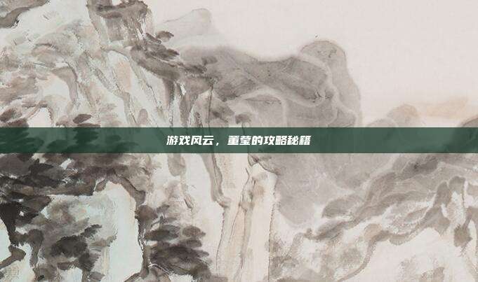 游戏风云，董莹的攻略秘籍