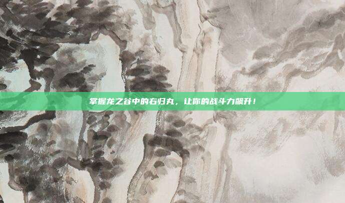 掌握龙之谷中的右归丸，让你的战斗力飙升！