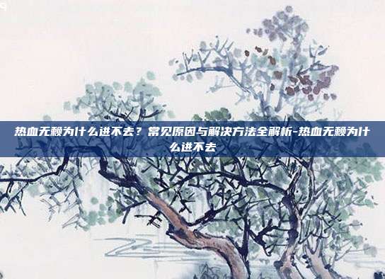热血无赖为什么进不去?常见原因与解决方法全解析-热血无赖为什么进不去