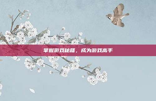 掌握游戏秘籍，成为游戏高手