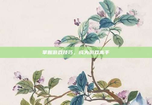掌握游戏技巧,成为游戏高手