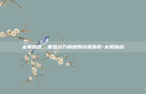 太昊加点,重塑战力巅峰的终极指南-太昊加点