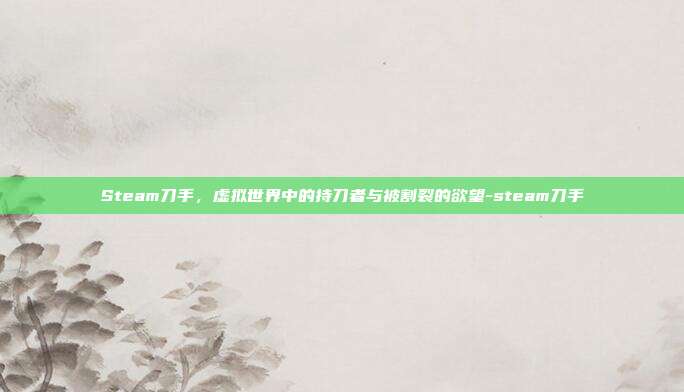 Steam刀手，虚拟世界中的持刀者与被割裂的欲望-steam刀手