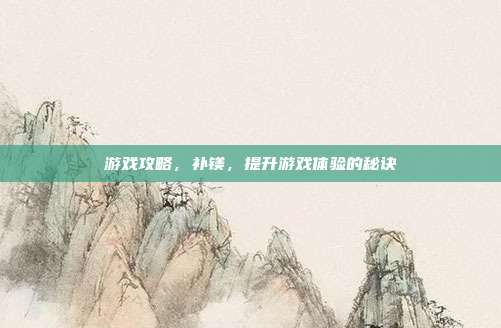 游戏攻略，补镁，提升游戏体验的秘诀