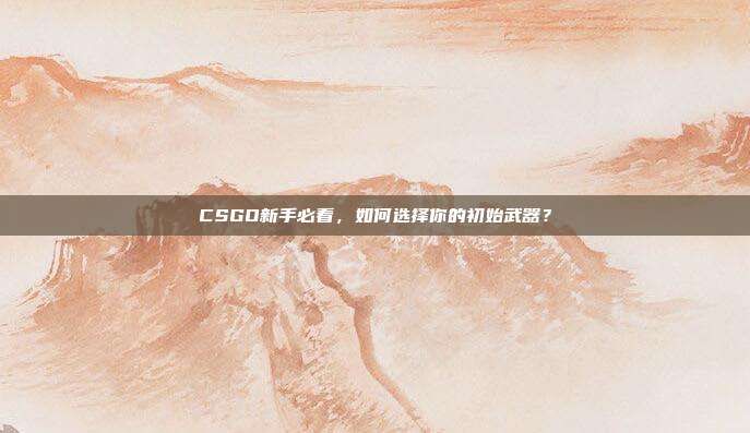 CSGO新手必看，如何选择你的初始武器？