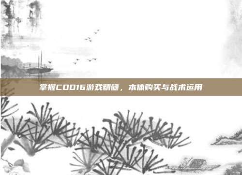 掌握COD16游戏精髓，本体购买与战术运用