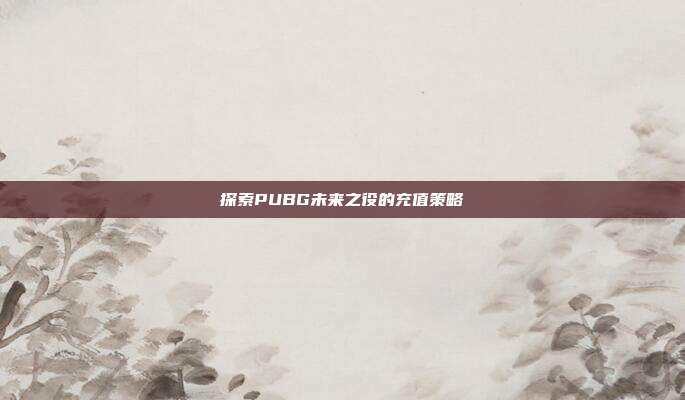 探索PUBG未来之役的充值策略