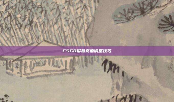 CSGO屏幕亮度调整技巧