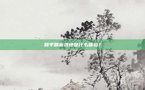 和平精英落地是什么体验?
