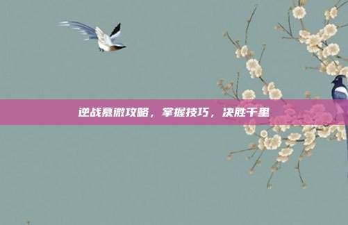 逆战慕微攻略，掌握技巧，决胜千里