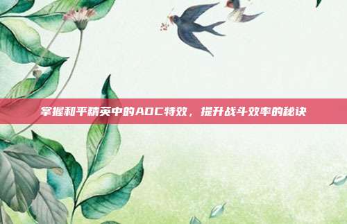 掌握和平精英中的ADC特效,提升战斗效率的秘诀