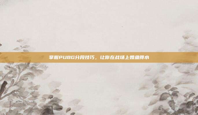 掌握PUBG分段技巧，让你在战场上如鱼得水