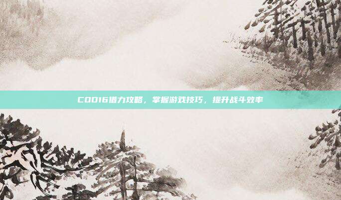COD16借力攻略，掌握游戏技巧，提升战斗效率
