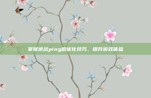 掌握逆战ping值优化技巧，提升游戏体验